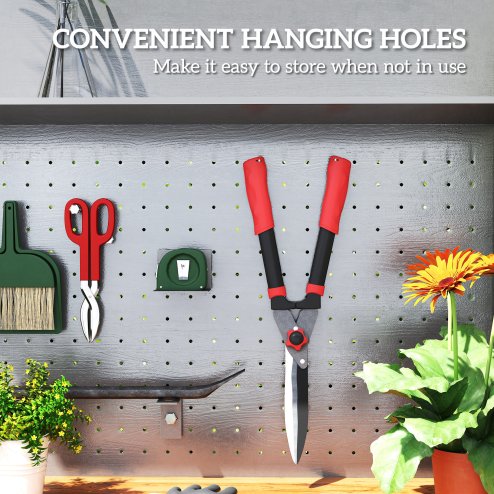 Outsunny Garden Shears, 63.5 cm Heavy Duty Hedge Shears with Razor-Sharp Blades, Comfort Grip and Tension Adjuster for Hedges, Shrubs and Bushes, Easy Cutting and Trimming