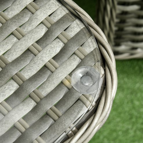 Outsunny 4 Pieces Rattan Garden Furniture Set, Round Wicker Garden Sofa Set with Loveseat, Armchairs and Glass Top Table, Outdoor Conservatory Furniture with Cushions for Patio, Balcony, Grey