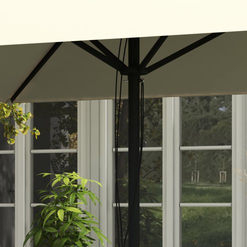 Outsunny 2M Garden Parasol Umbrella with Vent, Sun Shade Canopy with 4 Ribs, Piping Side, Umbrella for Garden Table, Balcony and Outdoor, Beige