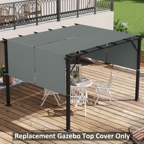Outsunny 2 PCS Pergola Canopy Replacement, 4.9 x 1.2m UV Protection Pergola Cover, Easy to Install, for 3 x 3(m) Pergola, Dark Grey