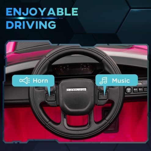 AIYAPLAY Land Rover Discovery Sport Licensed Kids Electric Car, 12V Ride on Car with Remote Control, LED Lights, Music, Horn, for Ages 3-6 Years, Pink