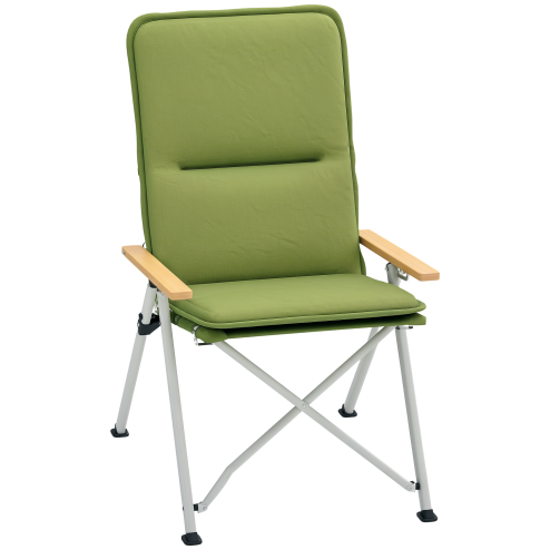 Outsunny Portable Camping Chair for Adults, High Back Folding Chair with Padded Seat and Carry Bag, Outdoor Recliner for Hiking, Fishing, Beach and Picnic, Green Image