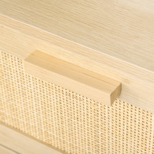 HOMCOM Rattan Bedroom Chest of Drawers, 3 Drawers Storage Unit, Boho Dresser for Living Room, Hallway, Natural