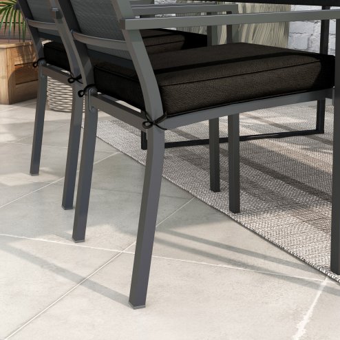 Outsunny Set of 4 Outdoor Seat Cushions with Ties, Water Repellent Seat Pads for Garden Patio Kitchen Office Chairs, Black