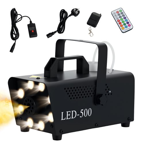 HOMCOM Smoke Machine with 3 RGB LED Lights, 13 Colours, 4 Effects, 450W 2000 CFM Fog Machine with Wired and Wireless Remote Control, for Halloween, Xmas, Wedding, Disco, Stage