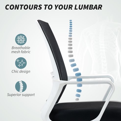 HOMCOM Drafting Chair, Swivel Draughtsman Chair, Ergonomic Office Chair, Mesh Standing Desk Chair with Lumbar Support, Adjustable Foot Ring, Adjustable Height, Black