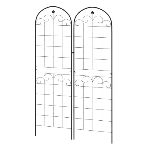 Outsunny Set of 2 Garden Trellis, Metal Trellis for Climbing Plants Support Frames, 50 x 180cm, Floral Design