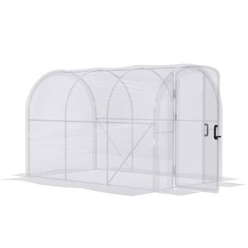Outsunny 3 x 2 x 2m Polytunnel Greenhouse with 2 Hinged Door, Walk-in Grow House Tent with PE Cover and Galvanised Steel Frame, Clear