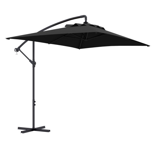 Outsunny 3x2m Cantilever Parasol with Cross Base, Banana Parasol with Crank Handle and 6 Ribs, Rectangular Hanging Patio Umbrella for Outdoor Pool, Garden, Balcony, Black