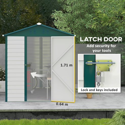 Outsunny 9 x 6FT Metal Garden Shed, Galvanised Outdoor Storage Shed with Window, Lockable Door, Tool Storage Shed for Yard, Patio, Lawn, Green