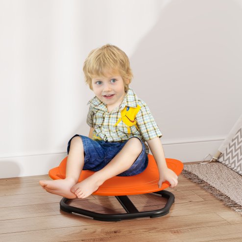 AIYAPLAY Sensory Spinning Chair for Kids, Planet-Shaped Swivel Chair for Balance and Coordination Training, Multi-Position Spinning Seat with Non-Slip Base, Orange Image