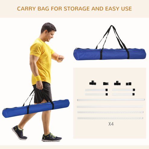 PawHut Dog Agility Equipment Training Height Adjustable Jumps Hurdle 4 Pieces with Carrying Bag for Outdoor, White