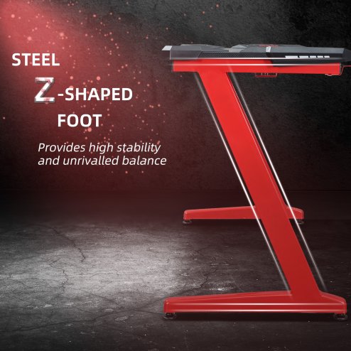 HOMCOM Gaming Desk, Carbon Fibre Covered Computer Desk, Gamer Workstation with Headphone Hook, Cup Holder and Gamepad Storage Rack