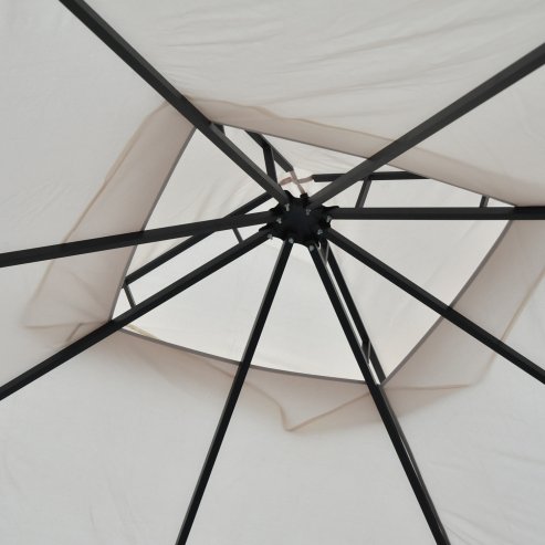Outsunny 3 x 3m Garden Gazebo Patio Party Tent Shelter Outdoor Canopy Double Tier Sun Shade with Metal Frame and Netting, Beige