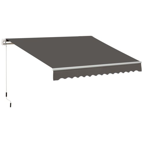 Outsunny 3 x 2m Manual Window Awning Canopy Garden Outdoor Shelter Patio Sun Shade UV Blocker Light Weight Aluminium Frame w/ Hand Crank Grey