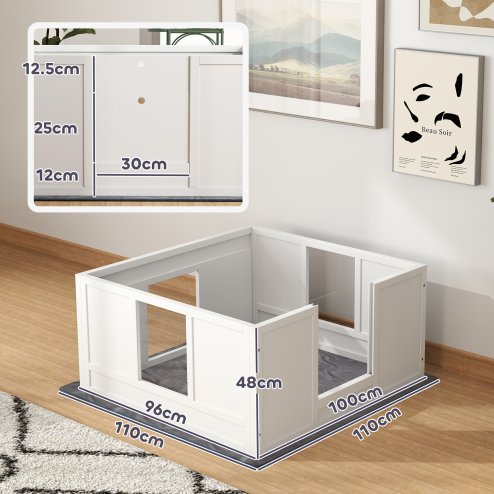 PawHut Whelping Box for Dogs, Dog Whelping Box, Dog Playpen Fence Exercise Play Pen with Water-Resistant Washable Whelping Pad, Adjustable Entrance, Non-Slip Pads, for Medium Dogs, Puppies, 100 x 96cm