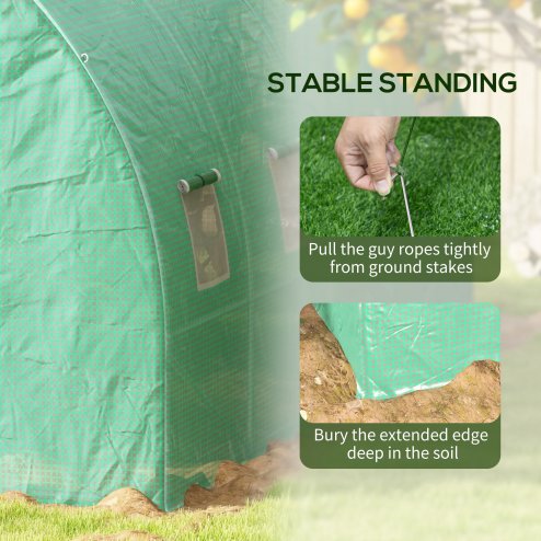 Outsunny 3 x 2(m) Polytunnel Greenhouse with Sprinkler Irrigation System, Walk-in Green House for Garden with Wide Roll-up Door, 6 Mesh Windows, Galvanised Steel Frame, Green