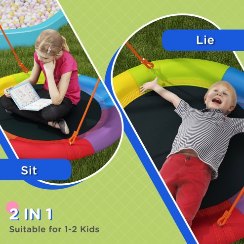 Outsunny Kids Swing Set, Garden Nest Swing with A-Frame Structure,for Outdoor Use - Multicoloured