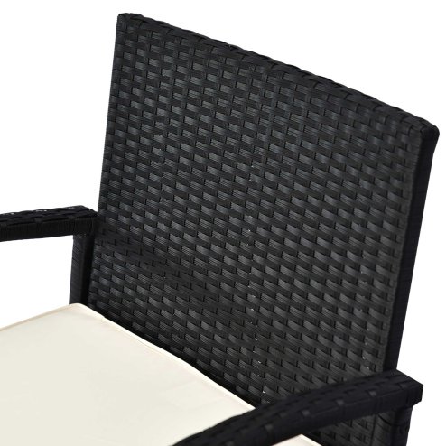 Outsunny 3 Pieces Rattan Bistro Set, Wicker Garden Furniture Set with Glass Top Coffee Table and Chairs, Washable Cushions for Outdoor, Patio, Balcony, Black