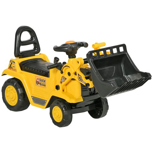 HOMCOM NO POWER 3 in 1 Ride On Toy Bulldozer Toddler Digger Excavator Scooter Storage Cart Toilet Pretend Play Construction Truck Image