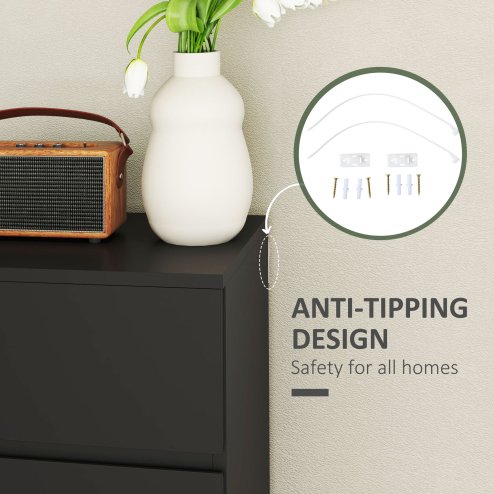 HOMCOM Chest of Drawers, 4 Drawers Storage Cabinet Floor Tower Cupboard for Bedroom Living Room, Black