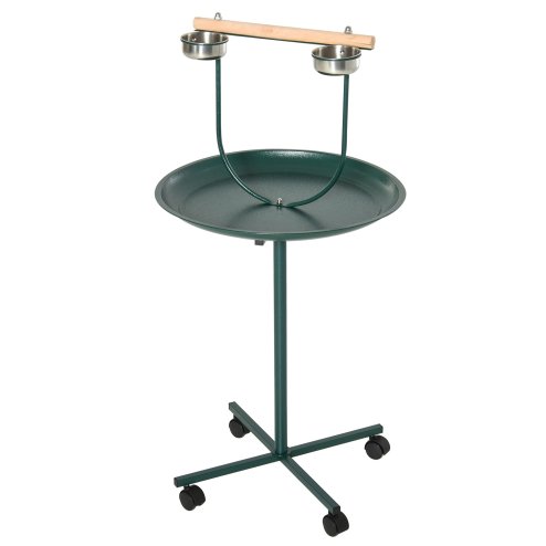 PawHut Bird Perch Stand, T-Stand Bird Training with Perch, Four Wheels, Feeding Bowls, Parrot Stand for Small, Medium Birds, Green