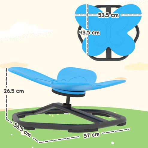 AIYAPLAY Sensory Spinning Chair for Kids, Butterfly-Shaped Swivel Chair for Balance and Coordination Training, Multi-Position Spinning Seat with Non-Slip Base, Blue