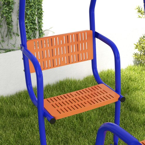 Outsunny Kid Swing Set, 3 in 1 Garden Metal Set for Outdoor with Single Swing, Glider, Rocking Chair Swing, for Toddlers 3+Years, Orange