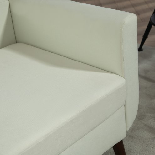 HOMCOM 2 Seater Sofa, Modern Tufted Fabric Couch, Upholstered Loveseat with Wood Legs for Small Space, Living Room, Bedroom, Office, Cream White