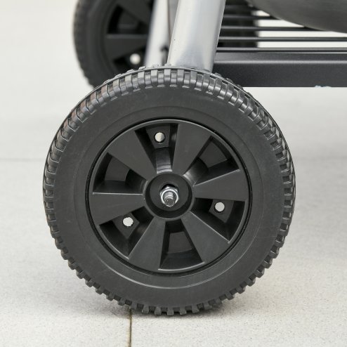 Outsunny Charcoal Barbecue Grill BBQ Trolley with Double Grill, Adjustable Grill Height, Side Table, Storage Shelf, and Wheels for Outdoor Cooking, 130 x 51 x 111cm, Black