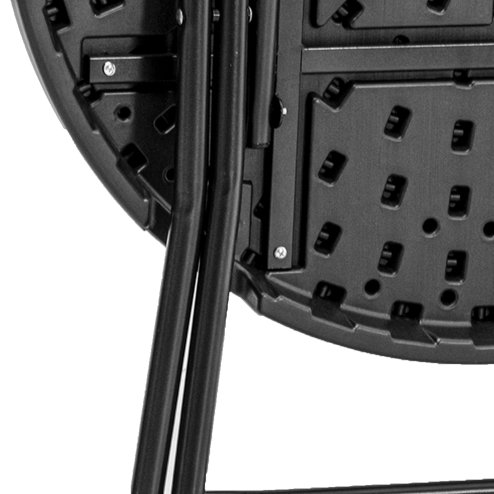 Outsunny Foldable Garden Dining Table, Round Outdoor Table with HDPE Tabletop and Steel Frame for Patio and Garden, Dark Grey