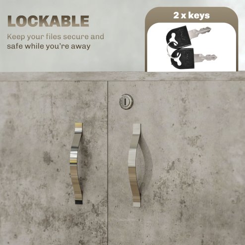 Vinsetto Filing Cabinet with Locking Doors & Shelves, 2-Tier Lockable Storage Cabinet with 2 Keys for Home Office, 80W x 40D x 80H cm, Grey