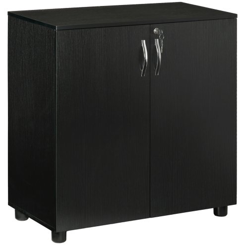 Vinsetto Filing Cabinet with Locking Doors & Shelves, 2-Tier Lockable Storage Cabinet with 2 Keys for Home Office, 80W x 40D x 80H cm, Black