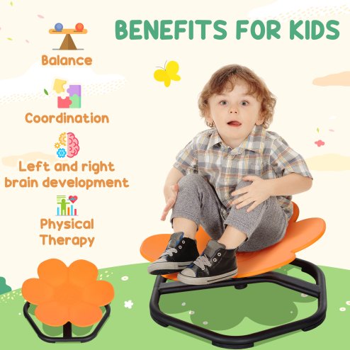 AIYAPLAY Sensory Spinning Chair, Kids Swivel Chair for Coordination, Balance, Orange