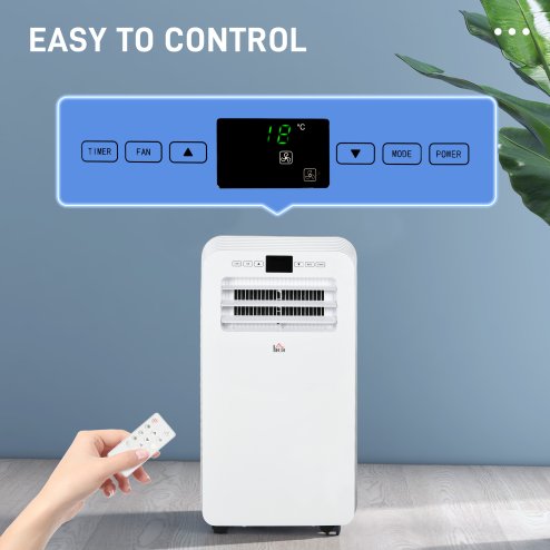 HOMCOM 12000 BTU Portable Air Conditioner, 3-in-1 Air Conditioning Unit, Dehumidifier, Cooling Fan with Remote Control, Digital Display, 3 Speeds, 24H Timer On/Off, Window Venting Kit, 35m²