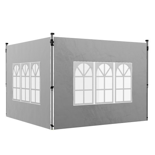 Outsunny Gazebo Side Panels with Window for 3x3(m) or 3x4m Pop Up Gazebo, 2 Pack Sides Replacement, Grey