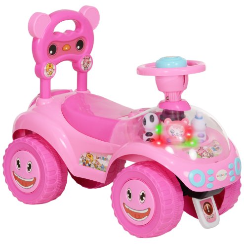 AIYAPLAY Ride on Car, Push Along Toy, Toddler Car Foot to Floor with Under Seat Storage, Anti-Over-Backwards Device, Horn, Music, Light, for 18-36 Months, Pink Image