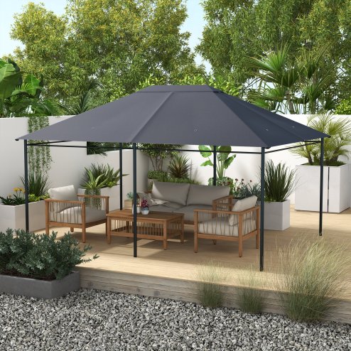 Outsunny 3 x 4m Gazebo Canopy Replacement Covers, Garden Gazebo Roof Replacement with Vents and Drain Holes, TOP COVER ONLY