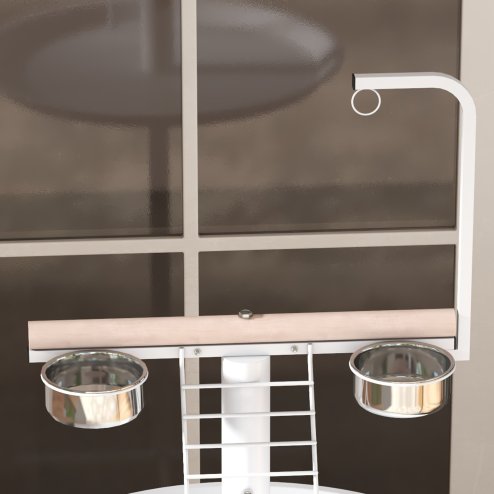 PawHut Bird Table, Bird Feeding Station with Wheels, Perches, Stainless Steel Feed Bowls, Round Tray for Indoor - White
