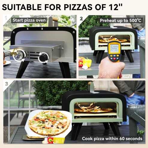 Outsunny Outdoor Tabletop Gas Pizza Oven with 12