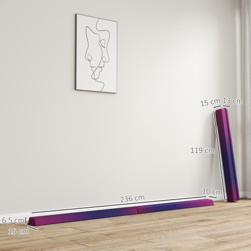 SPORTNOW 7.7ft Folding Gymnastics Beam, Floor Balance Beam for Kids with Anti-Slip Base, Gymnastics Equipment for Home Gym, Training Exercise, Blue and Pink