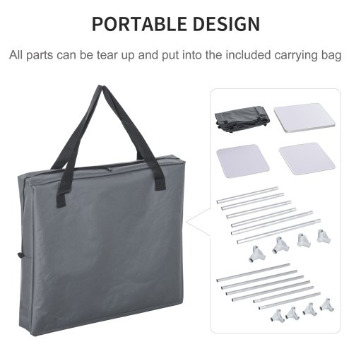 Outsunny 2-Shelf Camping Cupboard Camping Kitchen Station Cook Table Aluminum, Storage Organiser for BBQ Party Picnics Backyards with Carrying Bag