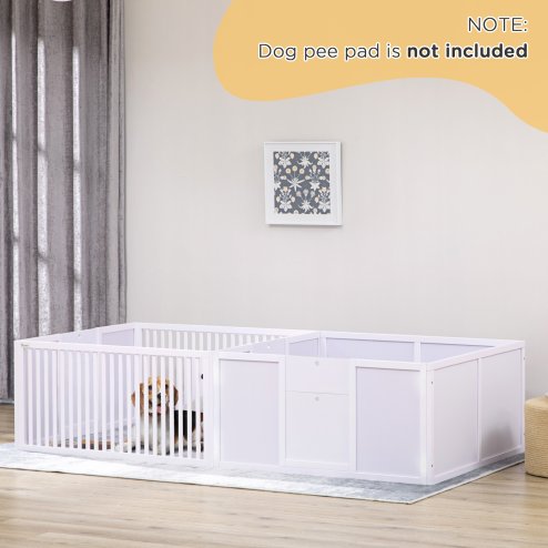 PawHut Whelping Box for Dogs, 2m x 1m Whelping Pen for Indoors, Pet Playpen with Three Doors, Two-Room Design Image