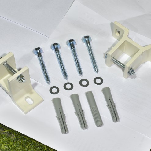 Outsunny 3.5 x 2.5m Garden Patio Retractable Manual Awning Canopy, Adjustable Sun Shade Shelter with New Winding Handle - Blue/White