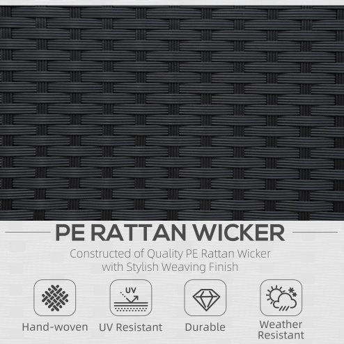 Outsunny Single Seater Rattan Chair, PE Wicker Garden Armchair with 10 cm Thickened Cushion, All-Weather Rattan Garden Chair with Armrests, Black