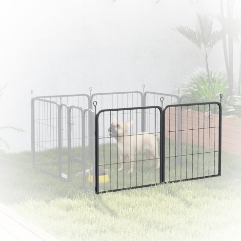 PawHut Dog Pen, 2 Panel Puppy Pen, Portable, Detachable, For Small Dogs, 60cm Tall, Black