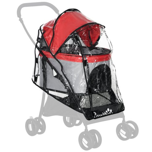 PawHut Dog Pram Rain Cover, Cover for Dog Stroller Buggy, with Front, Rear Entry