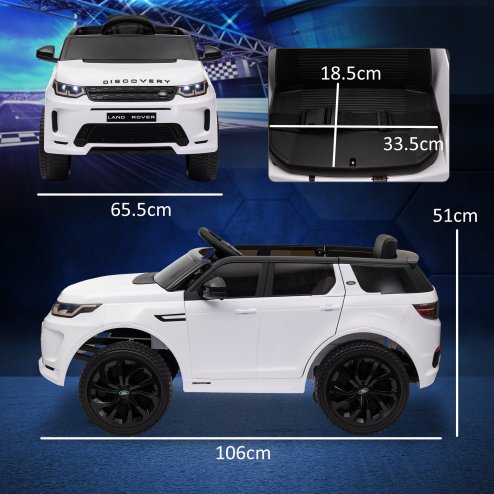 AIYAPLAY Land Rover Discovery Sport Licensed Kids Electric Car, 12V Ride on Car with Remote Control, LED Lights, Music, Horn, for Ages 3-6 Years, White