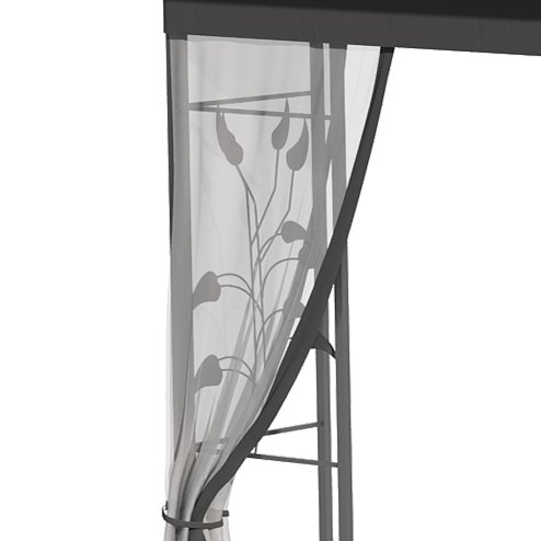 Outsunny 3(m) x 3(m) Garden Gazebo, Double Roof Outdoor Gazebo Canopy Shelter with Netting, Solid Steel Frame, for Garden, Lawn and Deck, Grey