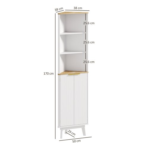 HOMCOM Tall Bathroom Storage Cabinet, Slim Bathroom Storage Unit with Doors and Adjustable Shelves, Freestanding Bathroom Cabinet with Curved Profile Design, White